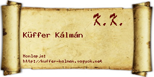 Küffer Kálmán névjegykártya